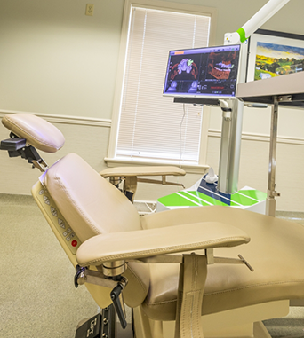 Empty dental exam chair