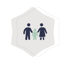 Icon of two parents holding hands with their child