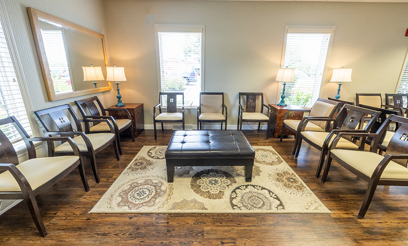 Chairs in waiting area of oral surgery office